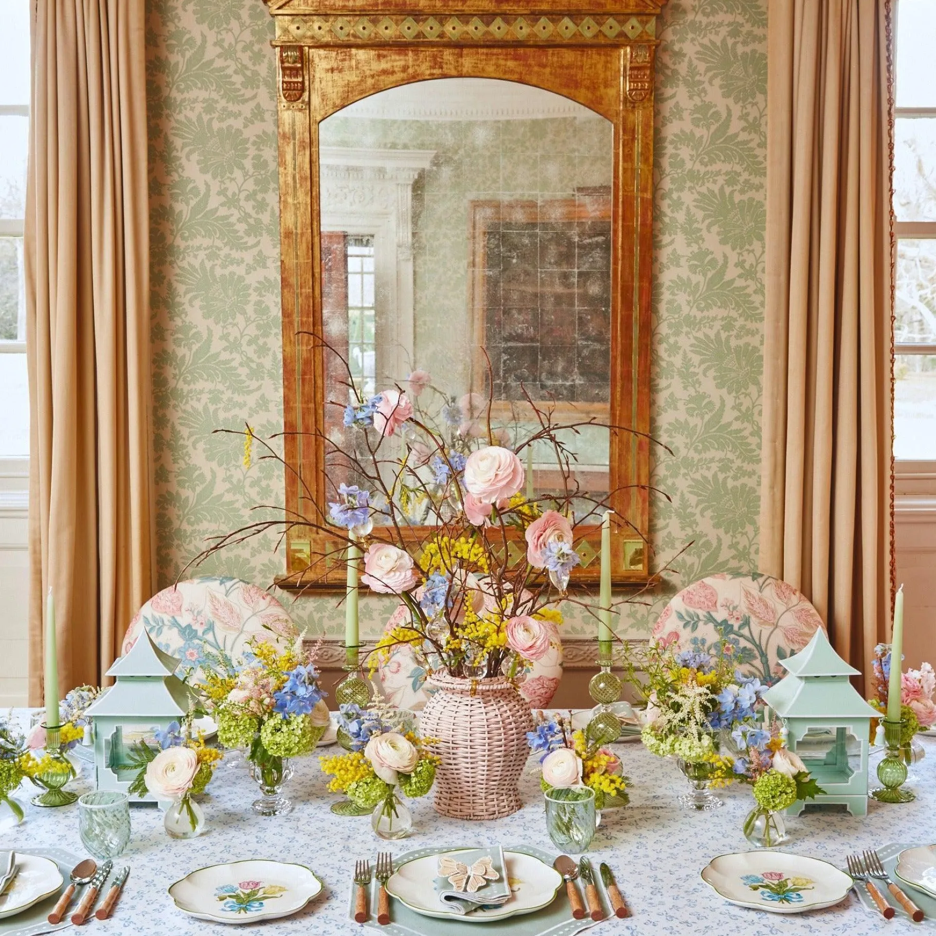 Mrs. Alice Candle Holders|Pistachio Green Pagoda Lantern