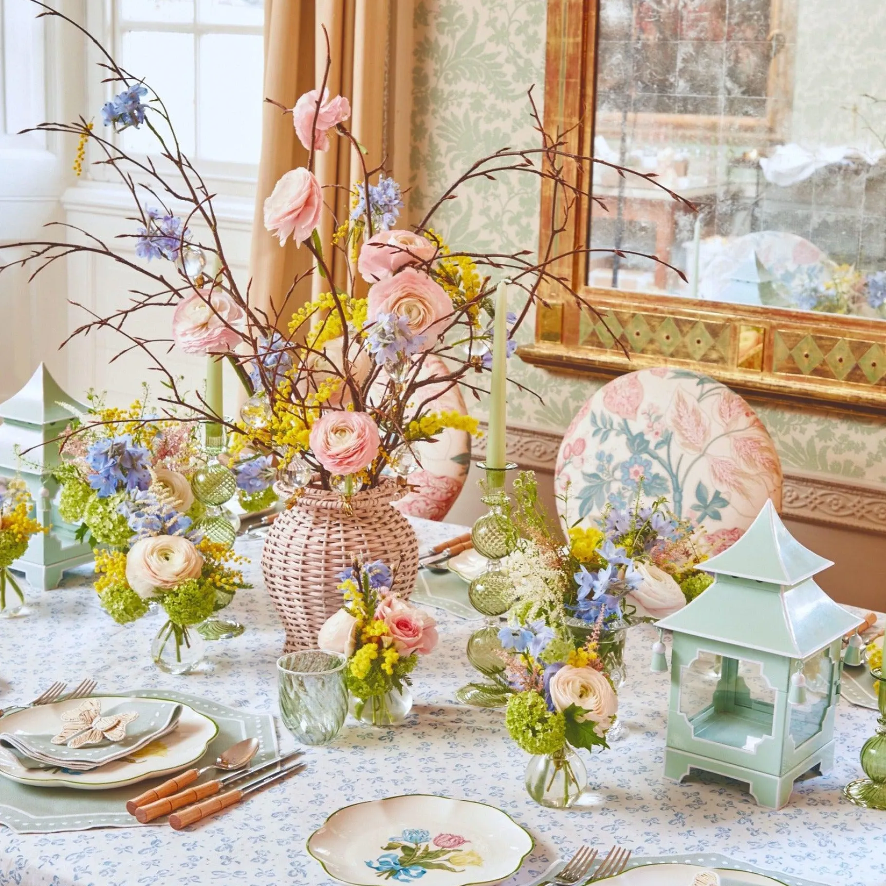 Mrs. Alice Candle Holders|Pistachio Green Pagoda Lantern