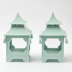 Mrs. Alice Candle Holders|Pistachio Green Pagoda Lantern