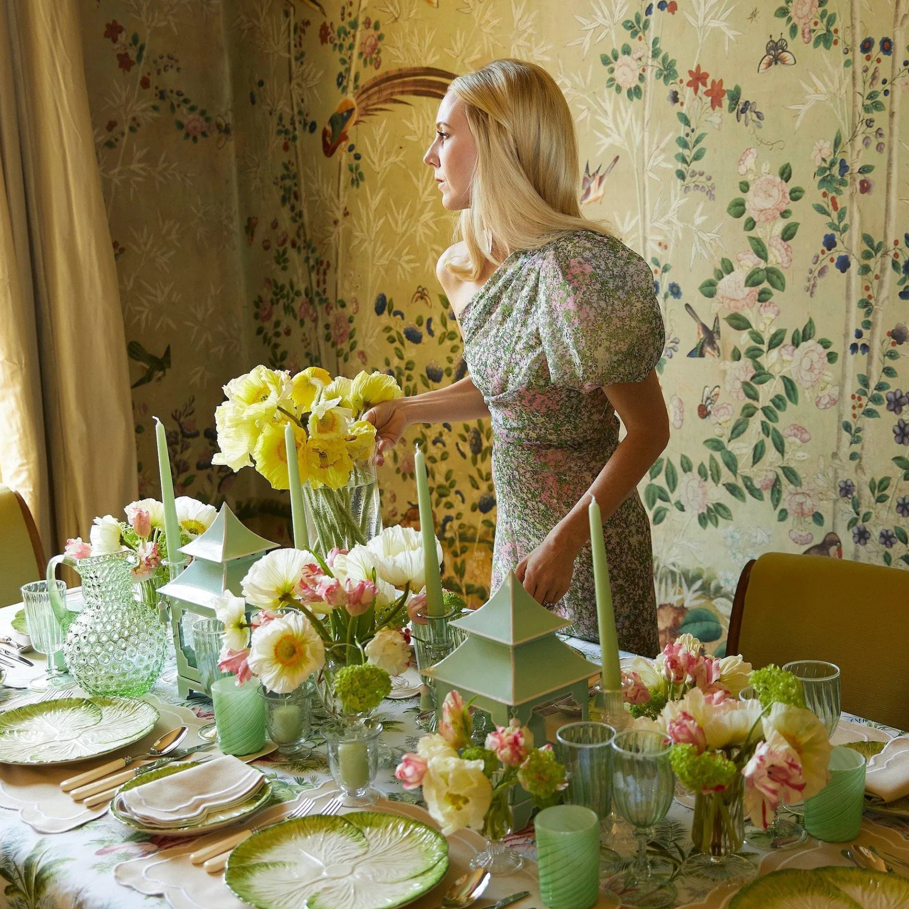 Mrs. Alice Candle Holders|Pistachio Green Pagoda Lantern