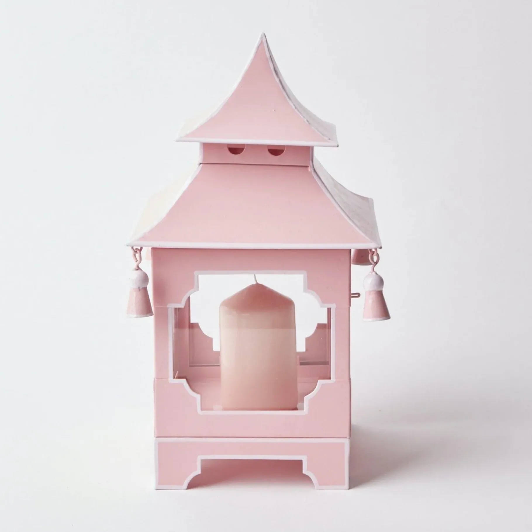 Mrs. Alice Candle Holders|Powder Pink Pagoda Lantern