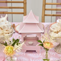 Mrs. Alice Candle Holders|Powder Pink Pagoda Lantern