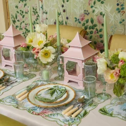Mrs. Alice Candle Holders|Powder Pink Pagoda Lantern