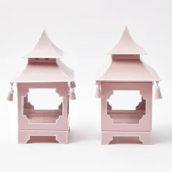 Mrs. Alice Candle Holders|Powder Pink Pagoda Lantern