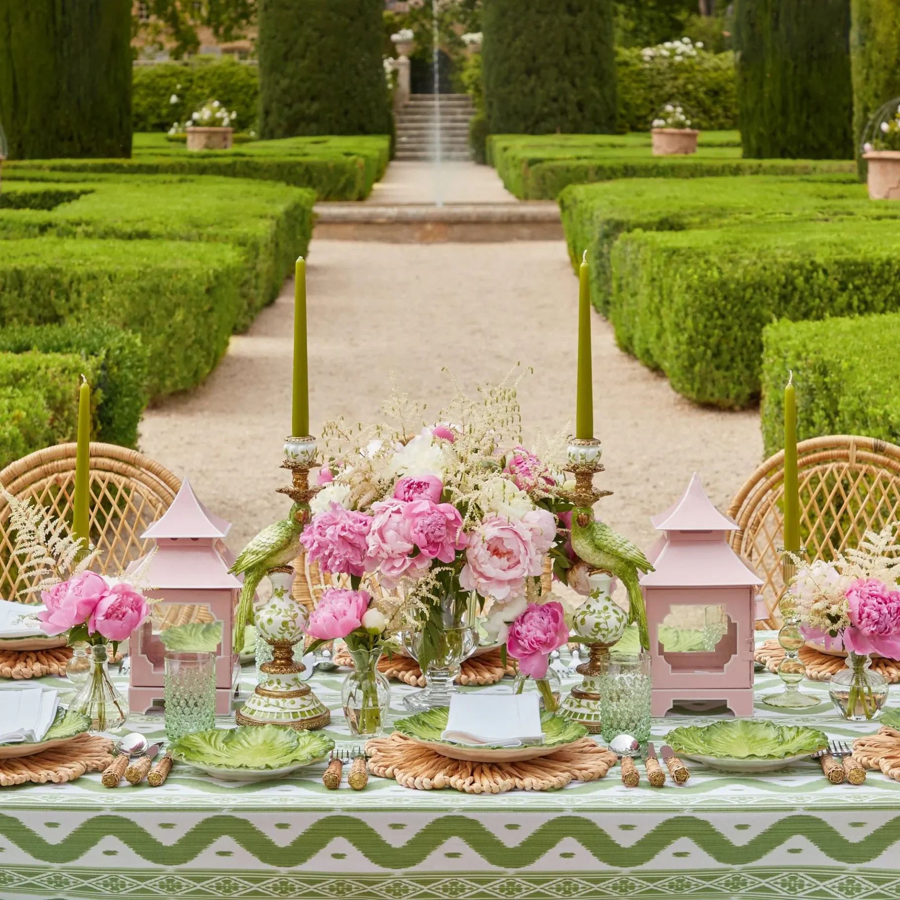 Mrs. Alice Candle Holders|Powder Pink Pagoda Lantern