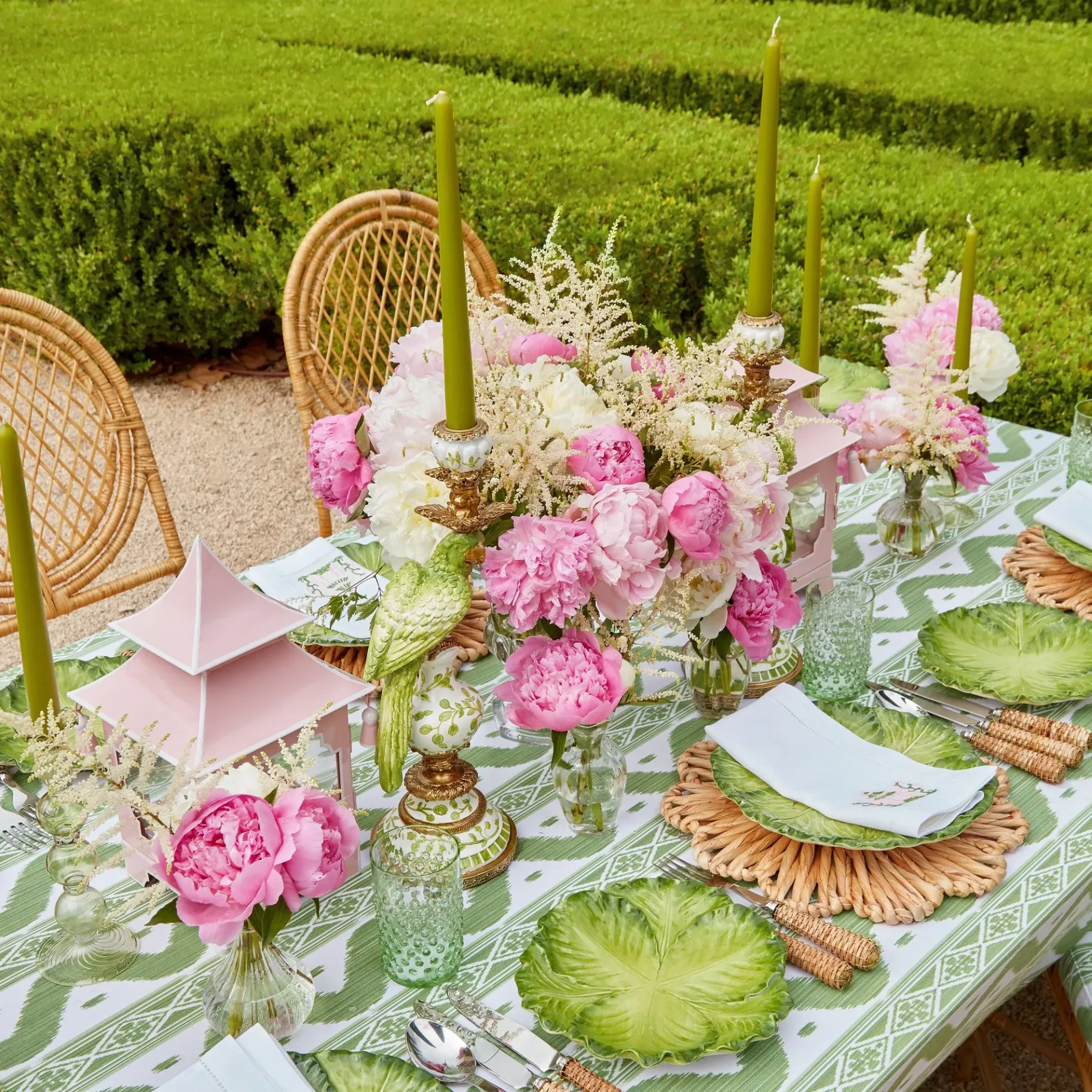 Mrs. Alice Candle Holders|Powder Pink Pagoda Lantern