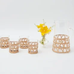 Mrs. Alice Glasses|Raffia Water Glasses & Jug Set