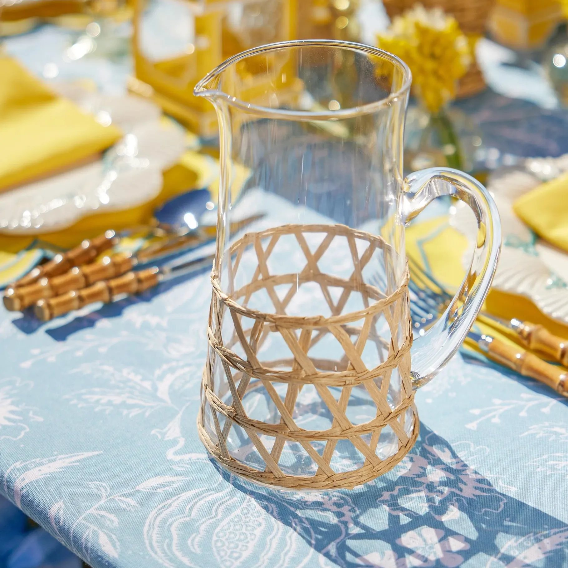 Mrs. Alice Glasses|Raffia Water Glasses & Jug Set