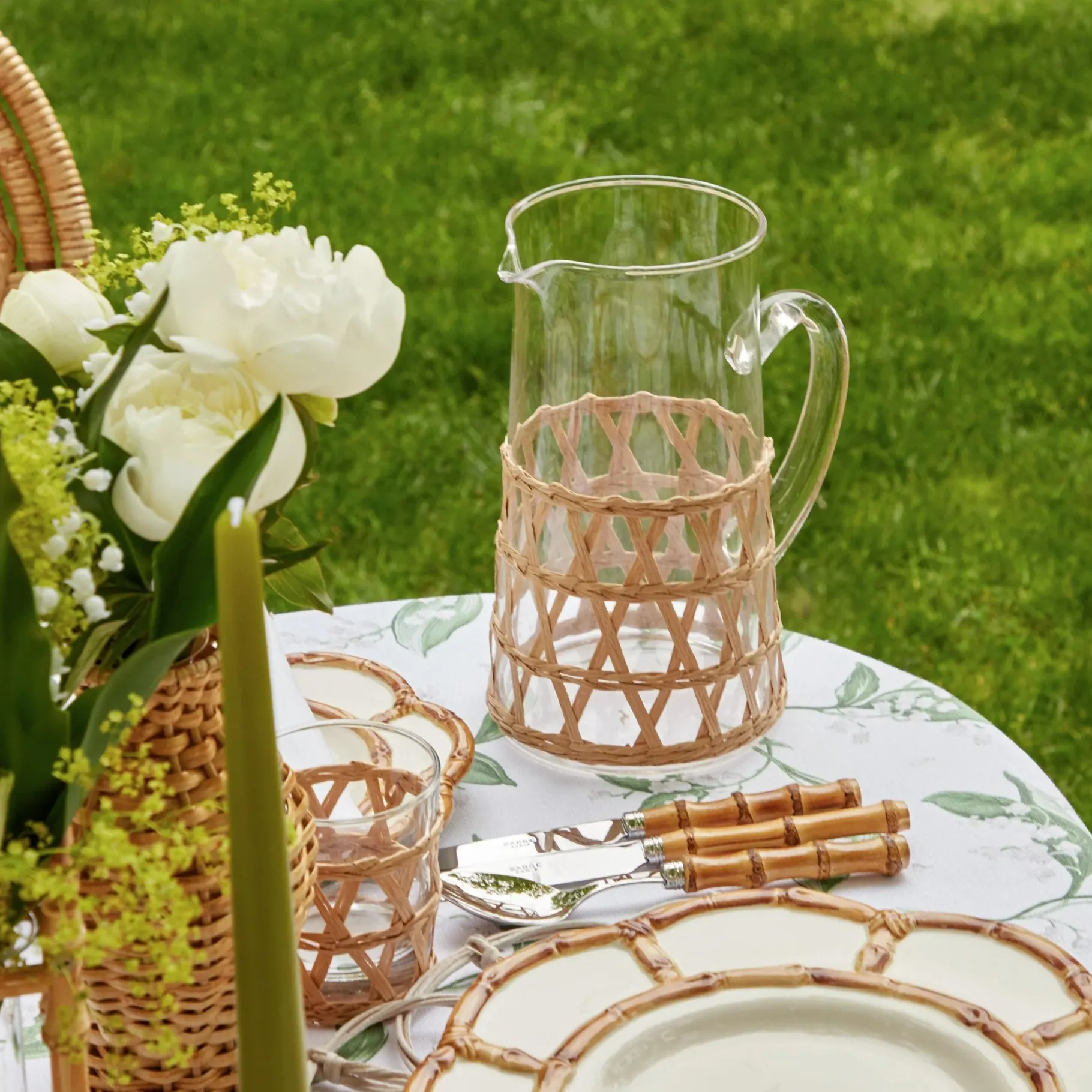 Mrs. Alice Glasses|Raffia Water Glasses & Jug Set