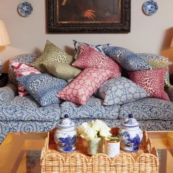 Mrs. Alice Serena Fresson Fabrics|Raspberry Pink Ikat Stripe Fabric