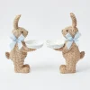 Mrs. Alice Rattan Tableware|Rattan Blue Ribboned Rabbit With Basket (Pair)