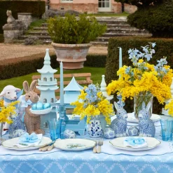 Mrs. Alice Rattan Tableware|Rattan Blue Ribboned Rabbit With Basket (Pair)