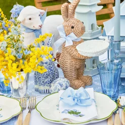 Mrs. Alice Rattan Tableware|Rattan Blue Ribboned Rabbit With Basket (Pair)