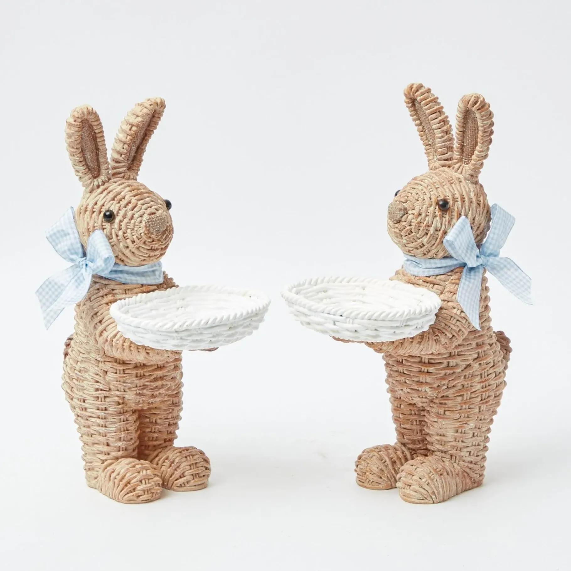 Mrs. Alice Rattan Tableware|Rattan Blue Ribboned Rabbit With Basket (Pair)