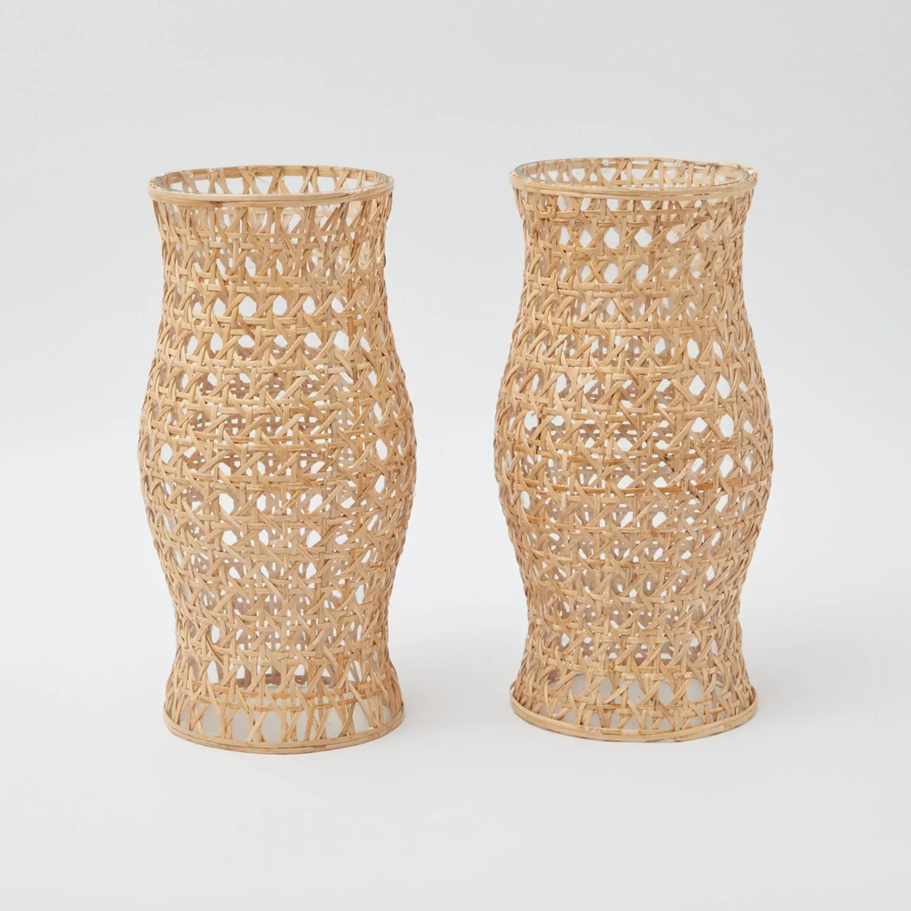 Mrs. Alice Rattan Tableware|Rattan Hurricane Lantern (Pair)