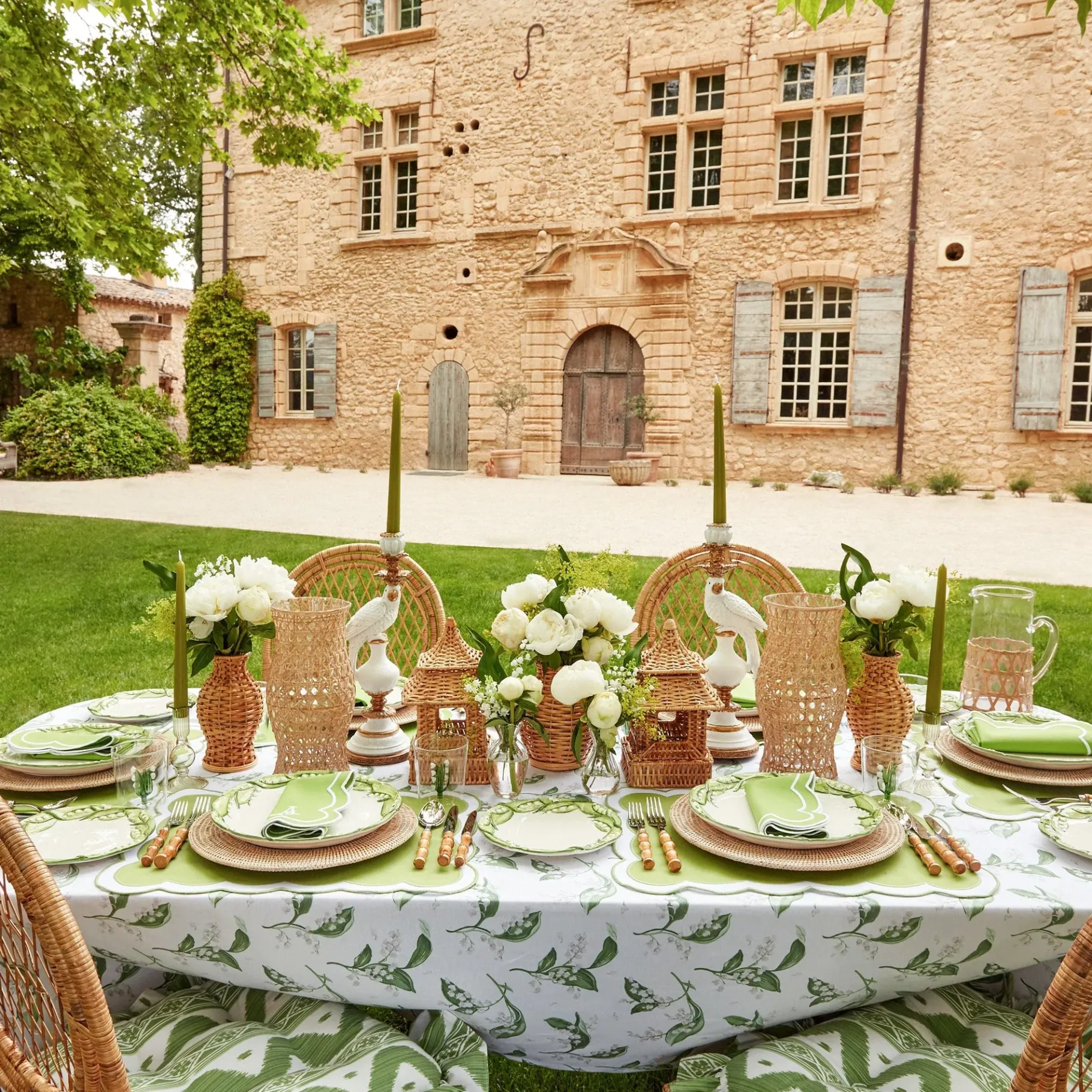 Mrs. Alice Rattan Tableware|Rattan Hurricane Lantern (Pair)