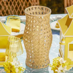 Mrs. Alice Candle Holders|Rattan Hurricane Lantern (Pair)