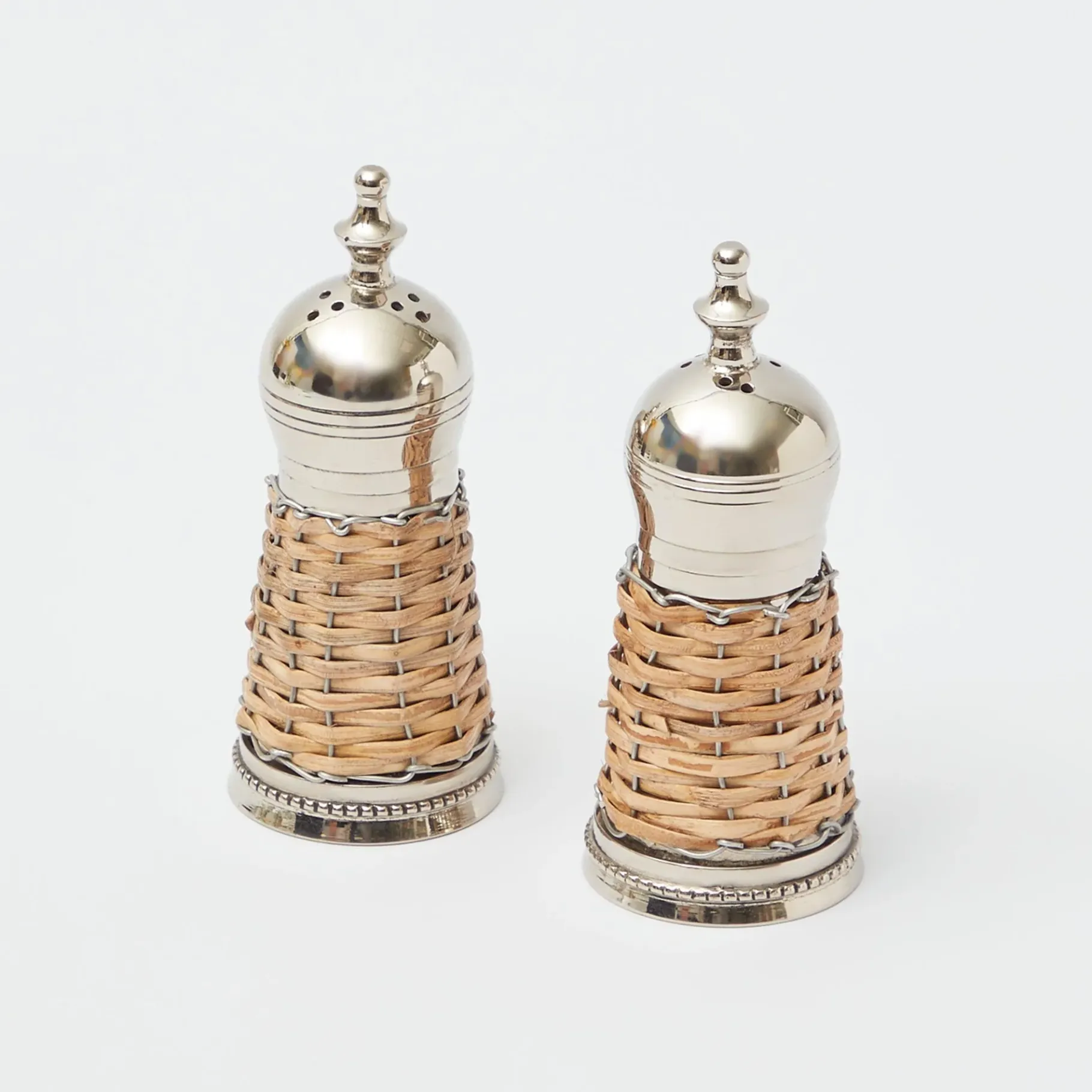 Mrs. Alice Rattan Tableware|Rattan Salt & Pepper Set