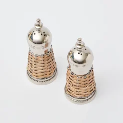 Mrs. Alice Rattan Tableware|Rattan Salt & Pepper Set