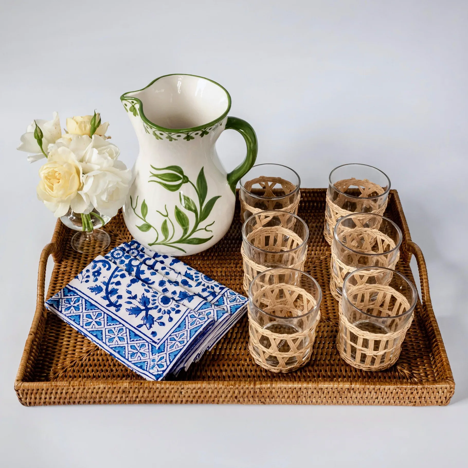 Mrs. Alice Rattan Tableware|Rattan Tray