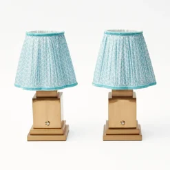 Mrs. Alice Lamps & Lighting|Rechargeable Lamp With Baby Blue Lotus Lampshade