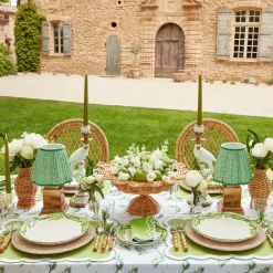 Mrs. Alice Lamps & Lighting|Rechargeable Lamp With Green Lotus Lampshade