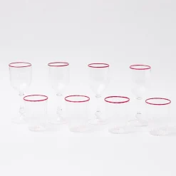 Mrs. Alice Glassware Sets|Red Rim Glassware (Set Of 8)