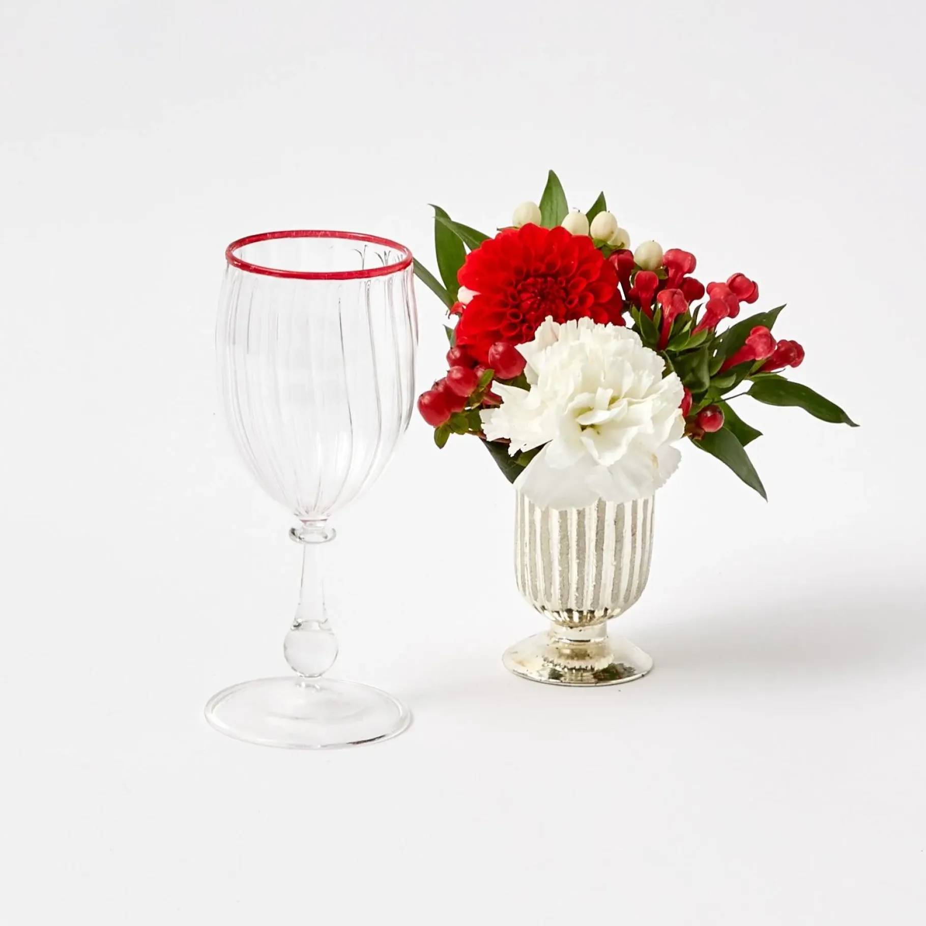 Mrs. Alice Glasses|Red Rim Wine Glasses (Set Of 4)