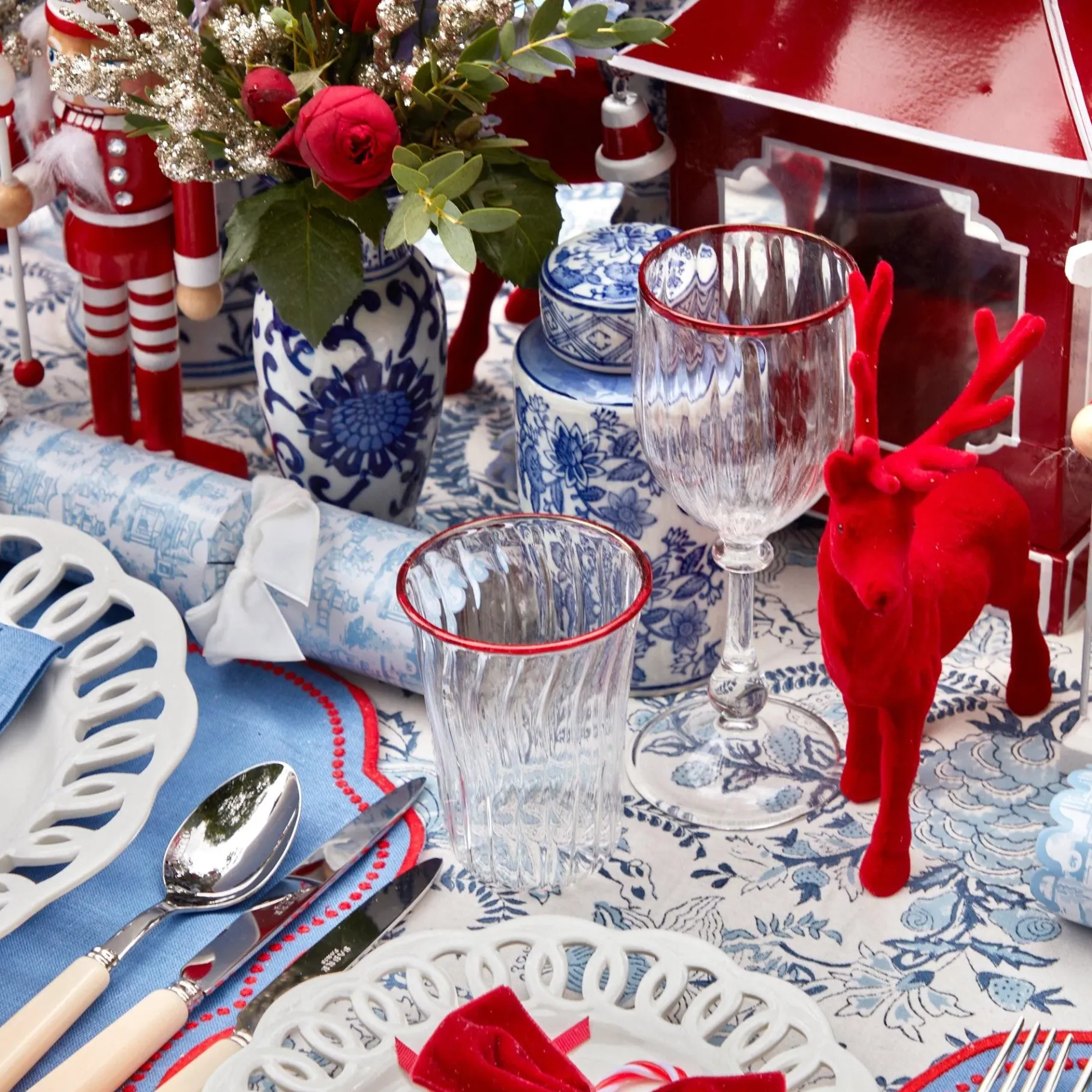 Mrs. Alice Glasses|Red Rim Wine Glasses (Set Of 4)