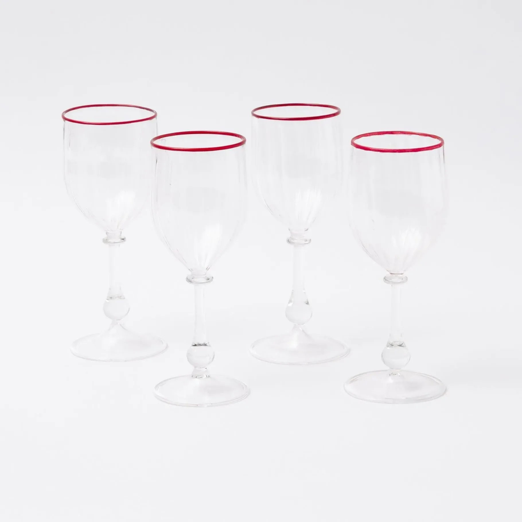 Mrs. Alice Glasses|Red Rim Wine Glasses (Set Of 4)