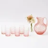 Mrs. Alice Jugs|Rose Pink Hobnail Water Glasses & Jug Set