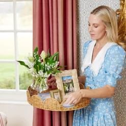 Mrs. Alice Trays & Liners|Round Rattan Scalloped Tray