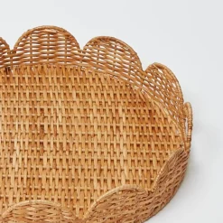 Mrs. Alice Trays & Liners|Round Rattan Scalloped Tray