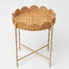 Mrs. Alice Trays & Liners|Round Scalloped Rattan Tray With Stand