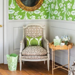 Mrs. Alice Trays & Liners|Round Scalloped Rattan Tray With Stand