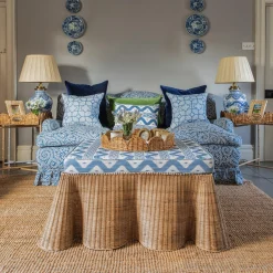 Mrs. Alice Trays & Liners|Round Scalloped Rattan Tray With Stand