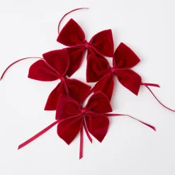 Mrs. Alice Napkin Rings, Bows & Wreaths|Ruby Red Velvet Napkin Bows (Set Of 4)