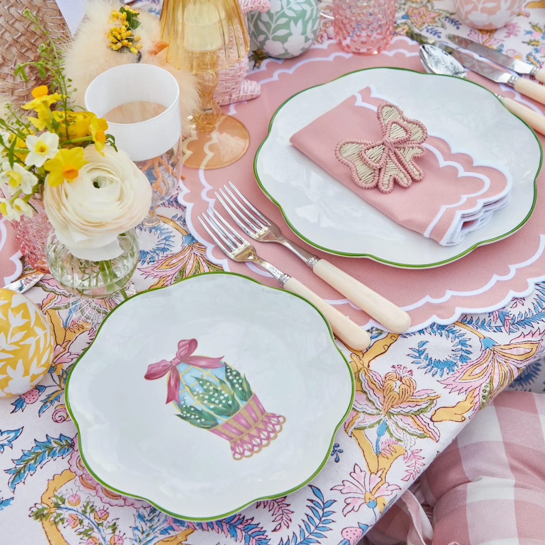 Mrs. Alice Crockery Sets|Scalloped Easter Dinner & Starter Plate (Set Of 8)
