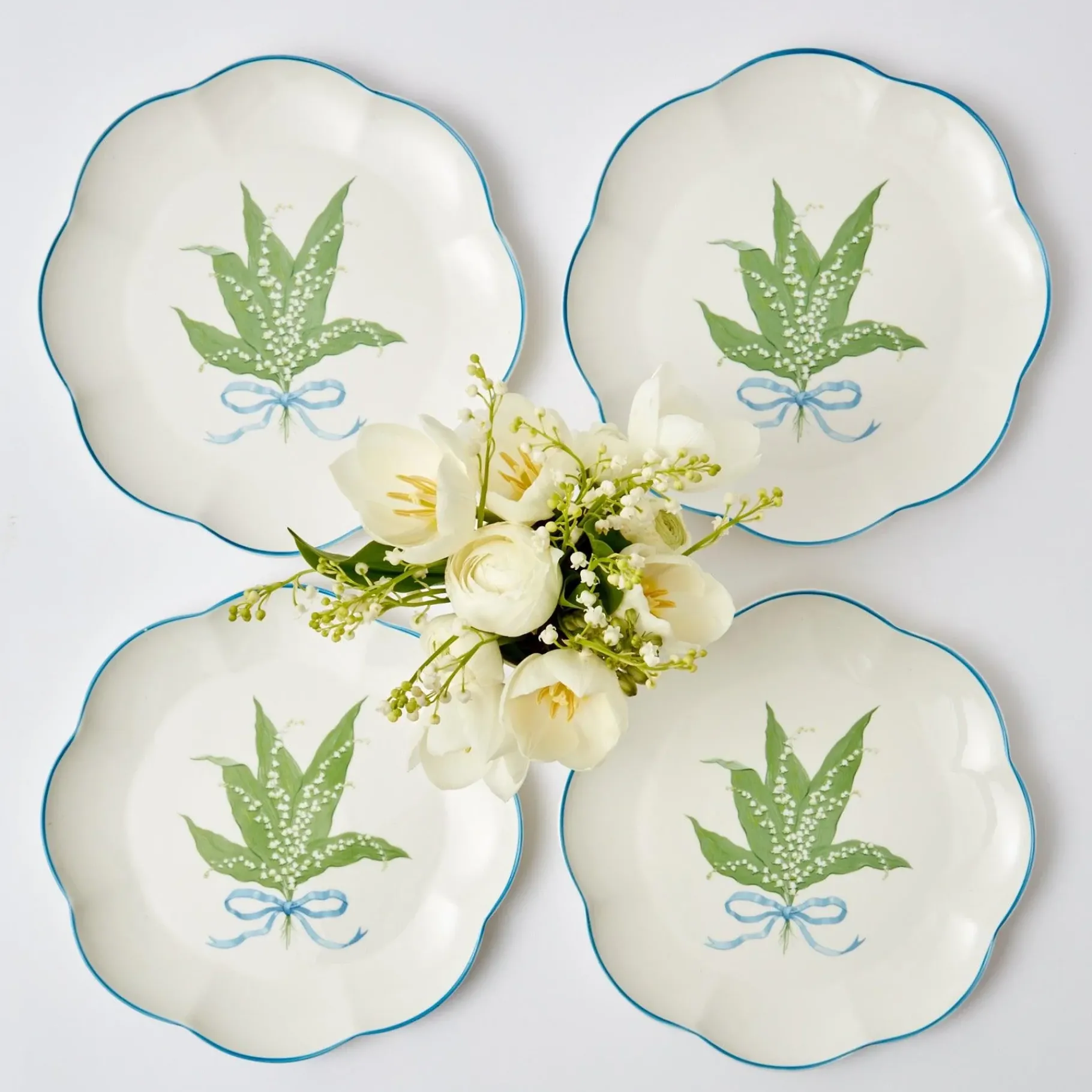 Mrs. Alice Starter Plates|Scalloped Lily Of The Valley Starter Plate (Set Of 4)