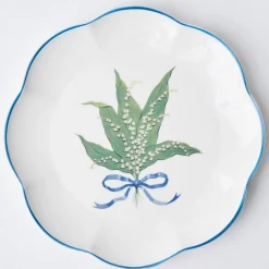 Mrs. Alice Crockery Sets|Scalloped Lily Of The Valley Dinner Plate (Set Of 4)