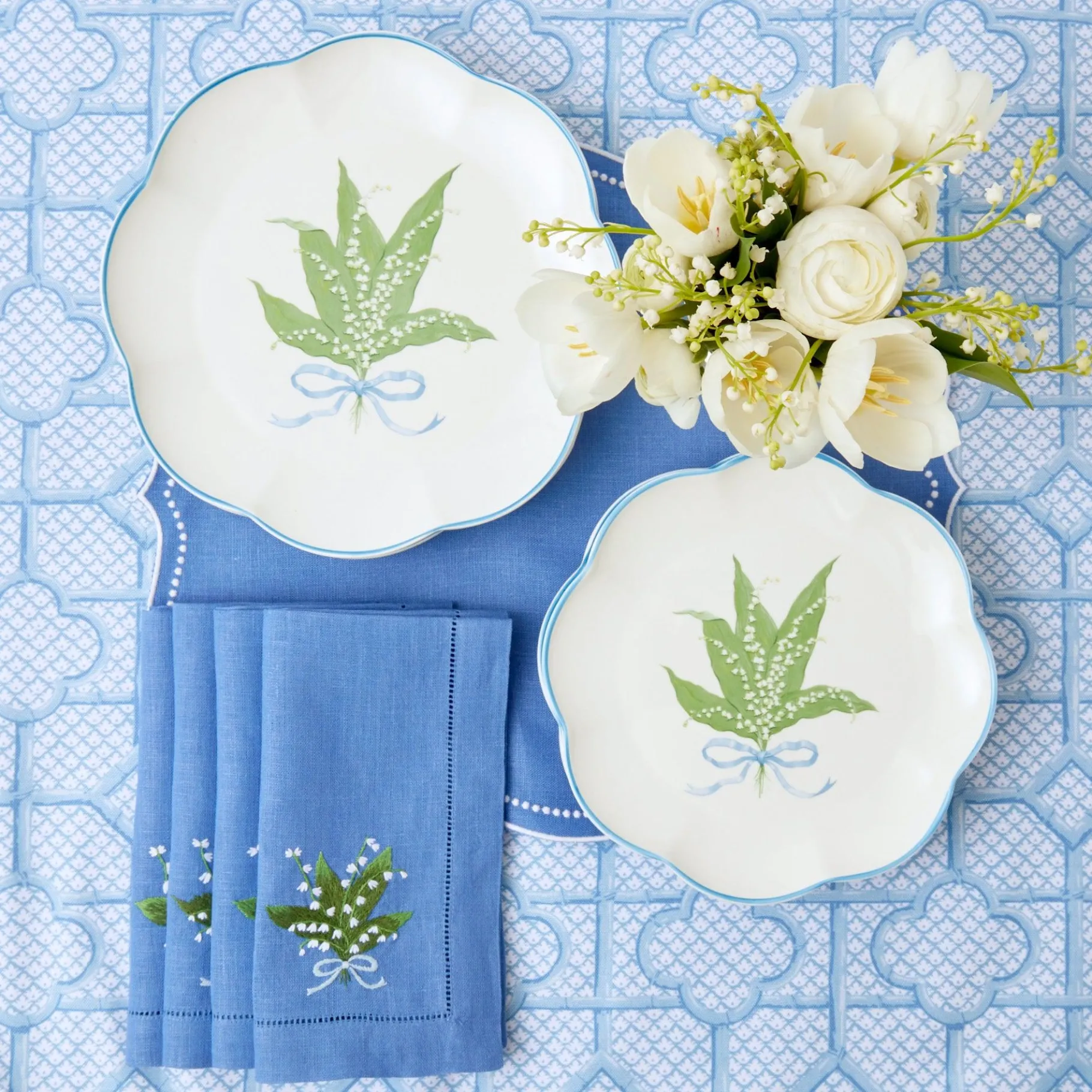 Mrs. Alice Starter Plates|Scalloped Lily Of The Valley Starter Plate