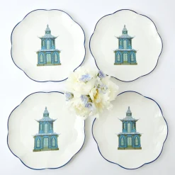 Mrs. Alice Crockery Sets|Scalloped Pagoda Dinner Plate (Set Of 4)