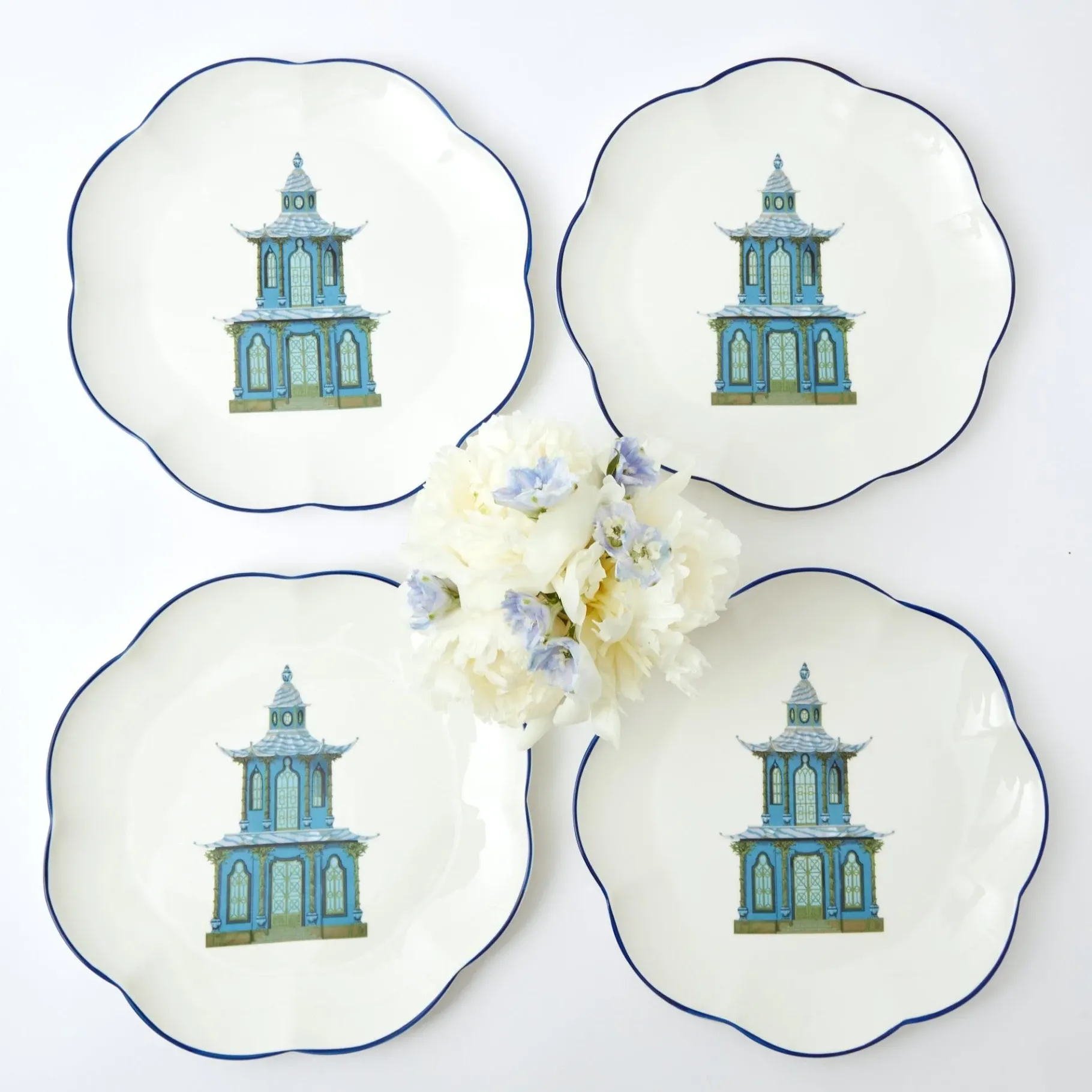 Mrs. Alice Crockery Sets|Scalloped Pagoda Dinner Plate (Set Of 4)