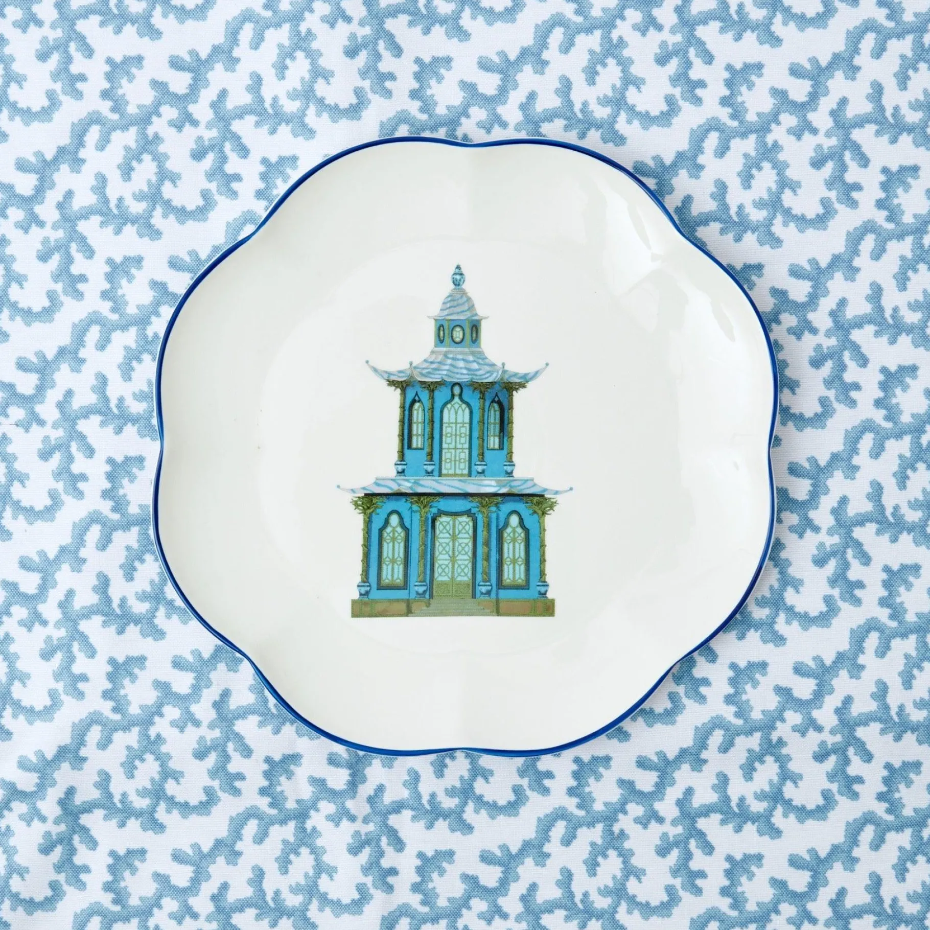 Mrs. Alice Crockery Sets|Scalloped Pagoda Dinner Plate (Set Of 4)