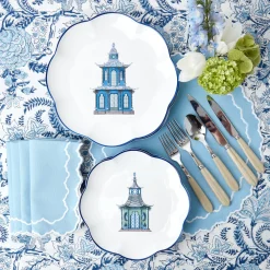 Mrs. Alice Crockery Sets|Scalloped Pagoda Dinner Plate (Set Of 4)