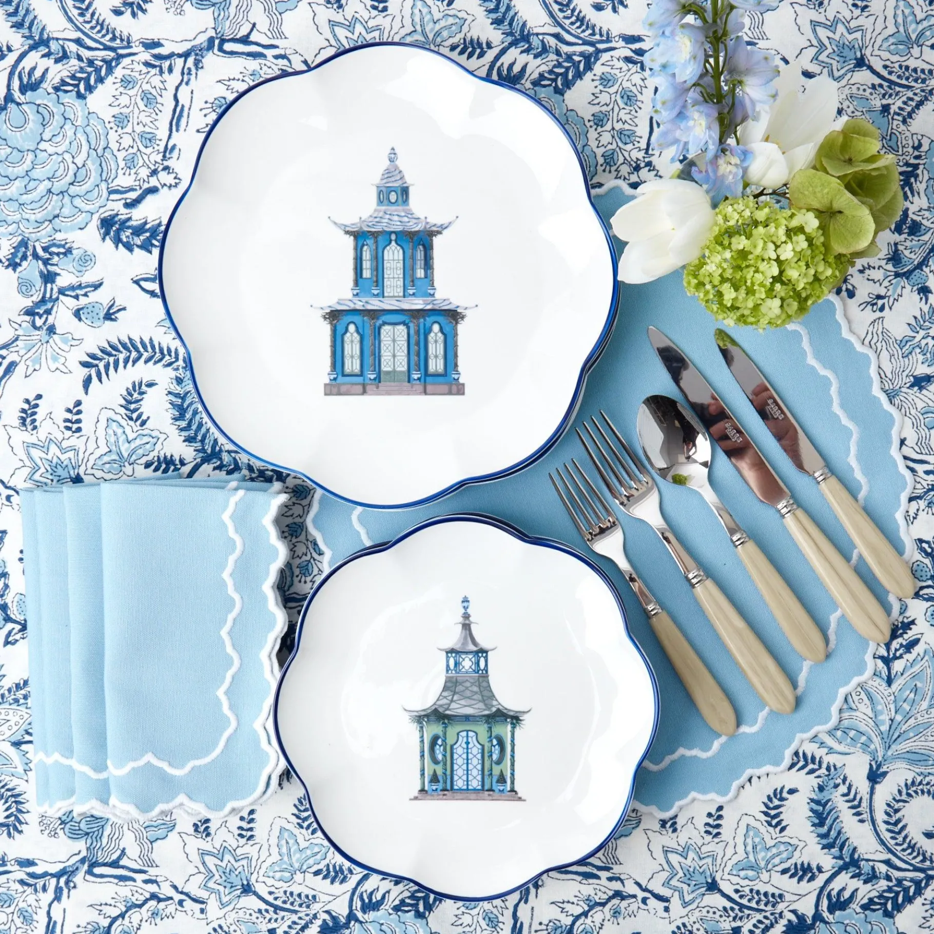 Mrs. Alice Crockery Sets|Scalloped Pagoda Dinner Plate (Set Of 4)