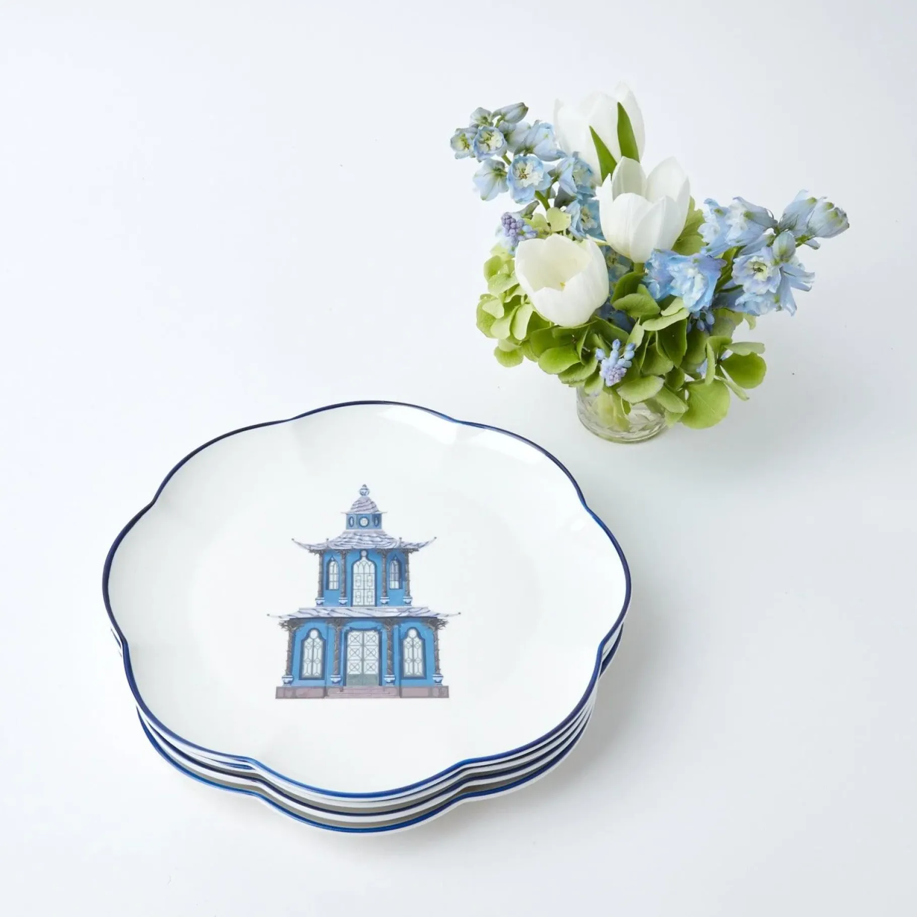 Mrs. Alice Crockery Sets|Scalloped Pagoda Dinner Plate (Set Of 4)