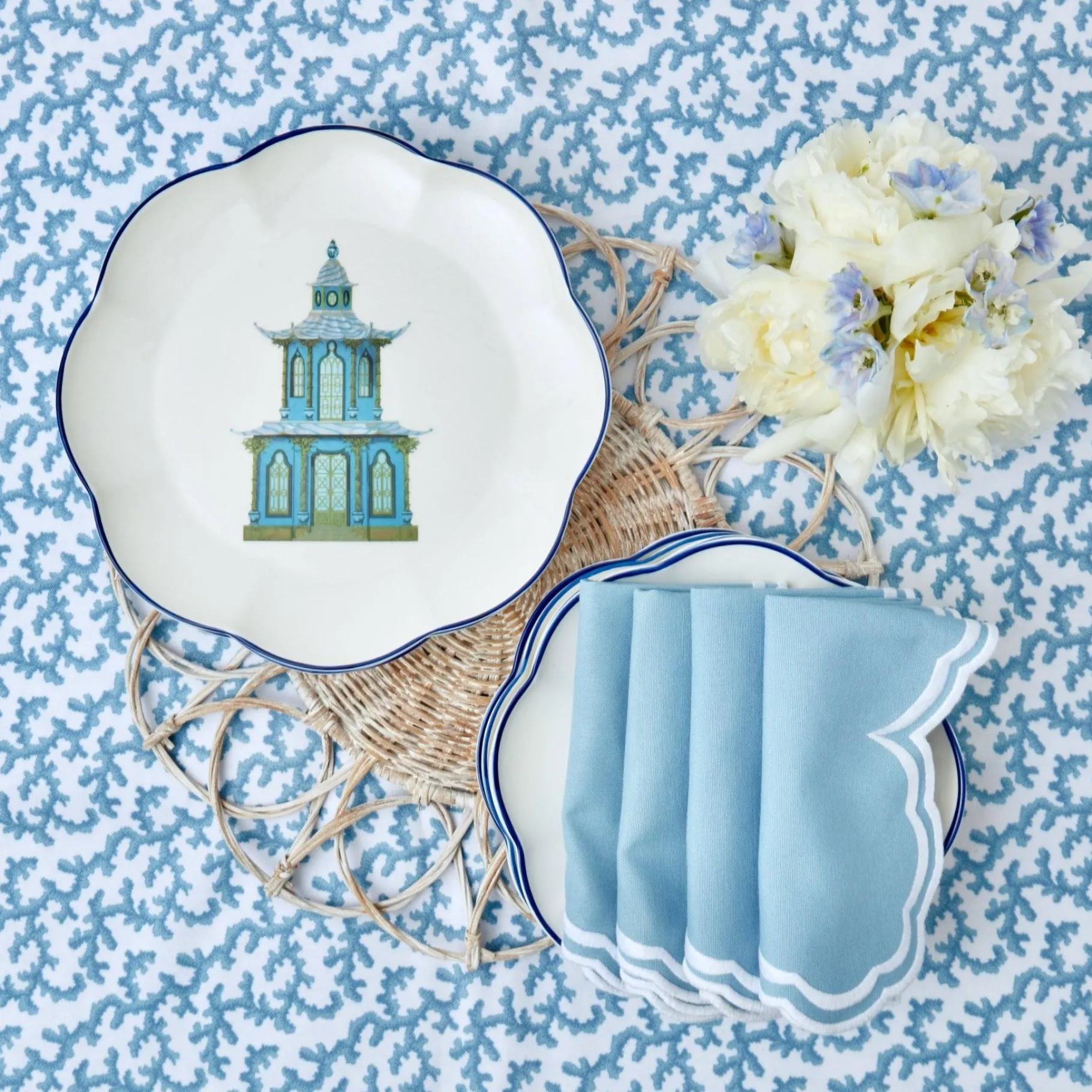 Mrs. Alice Dinner Plates|Scalloped Pagoda Dinner Plate (Set Of 4)