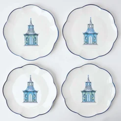 Mrs. Alice Crockery Sets|Scalloped Pagoda Starter Plate (Set Of 4)