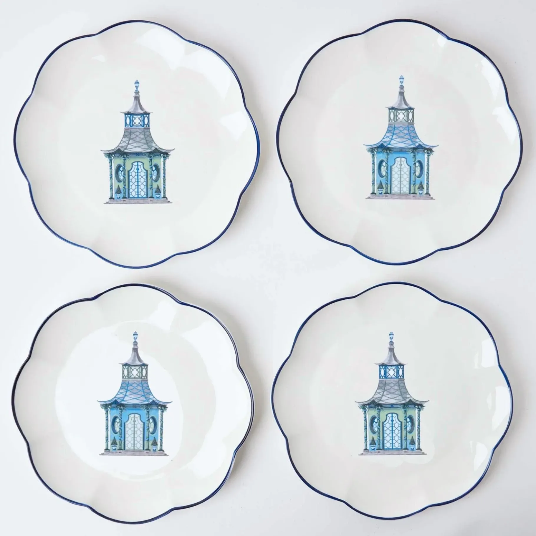 Mrs. Alice Crockery Sets|Scalloped Pagoda Starter Plate (Set Of 4)